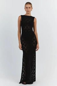 Lynn – Langes Kleid aus Strick mit Schlitz