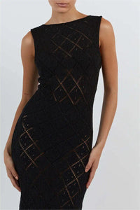 Lynn – Langes Kleid aus Strick mit Schlitz