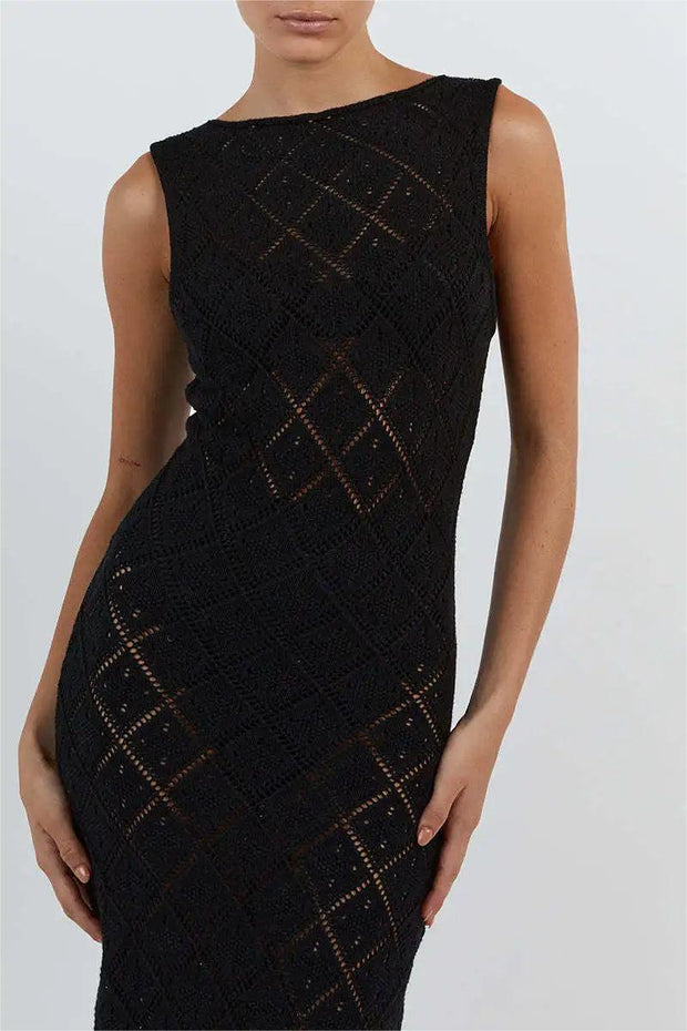 Lynn – Langes Kleid aus Strick mit Schlitz