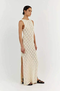 Lynn – Langes Kleid aus Strick mit Schlitz