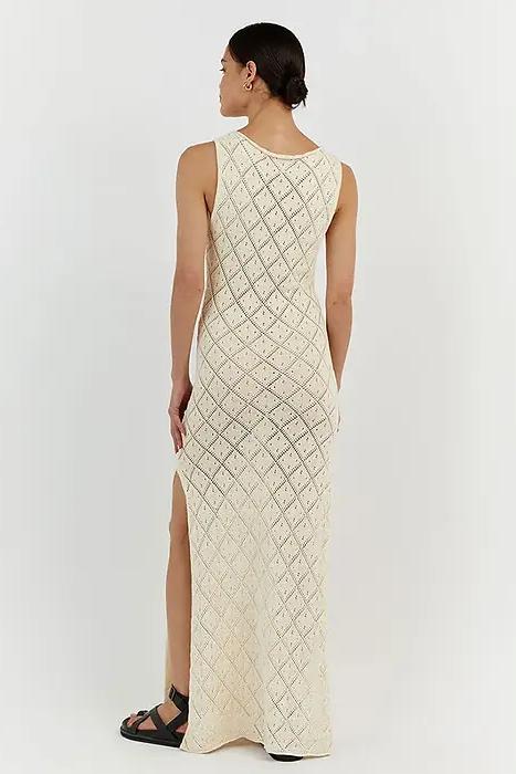 Lynn – Langes Kleid aus Strick mit Schlitz