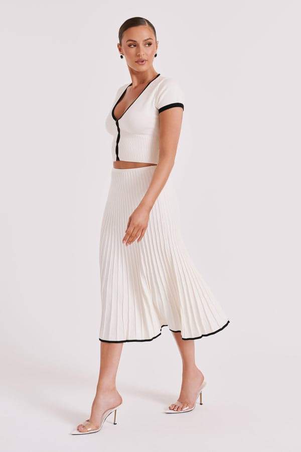 Marcia Plisseerock-Set mit V-Neck