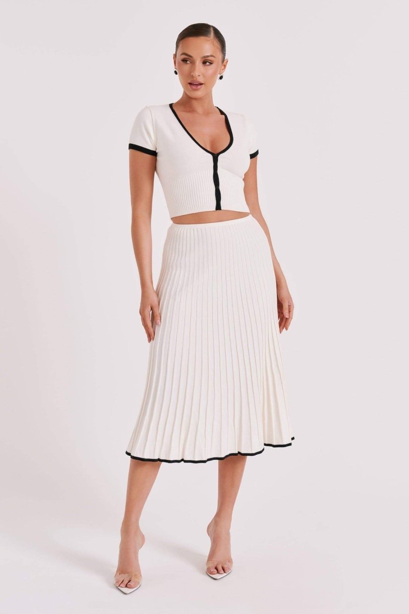 Marcia Plisseerock-Set mit V-Neck