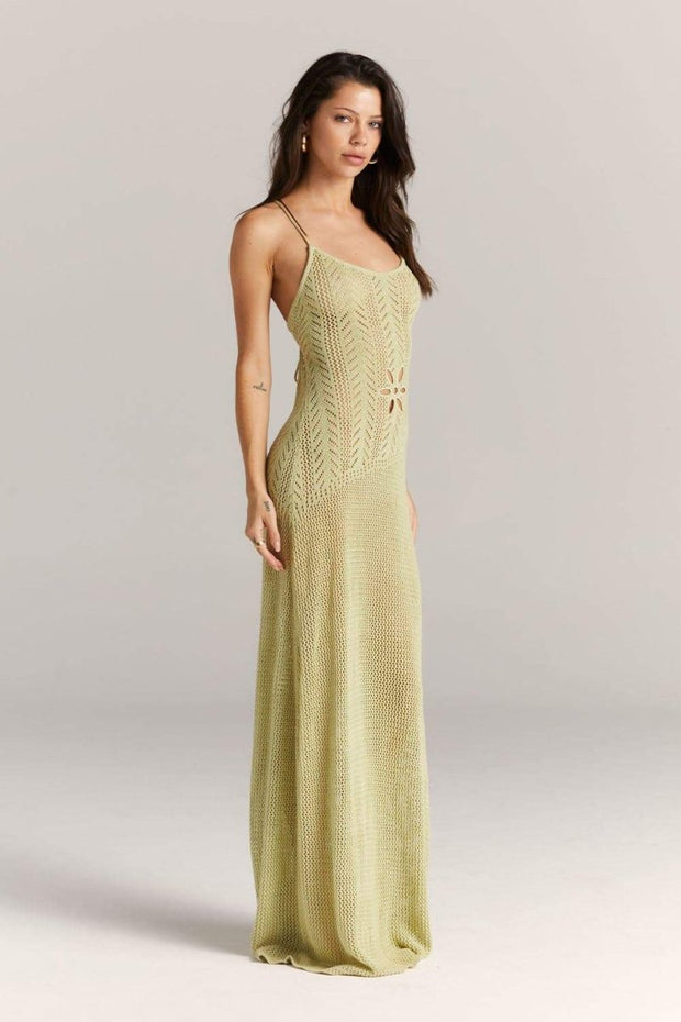 Marjorie – Gehäkeltes Langes Kleid mit Blumen-Cut-Out