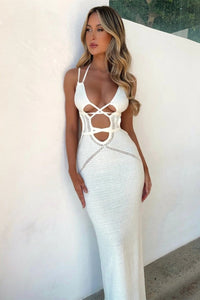 Megan – Gestricktes, ausgehöhltes Langes Kleid