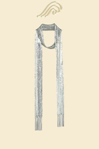 Schmaler Schal mit Quasten in Metallic-Optik im modernen Stil