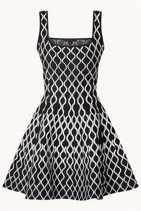 Mona Mini-Strickkleid mit abstraktem Muster und eckigem Ausschnitt
