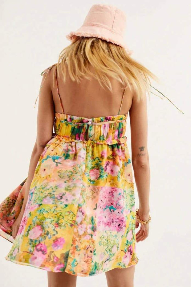 Mona – Kurzes Kleid aus Chiffon mit Blumendruck