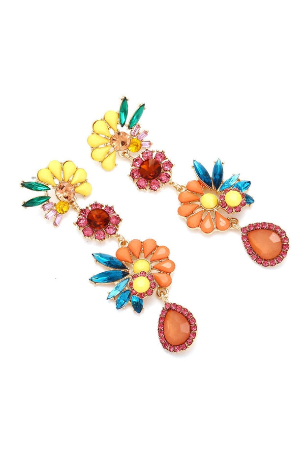 Neil - Tropfenohrringe aus Acryl mit Blumenmotiv im modernen Stil
