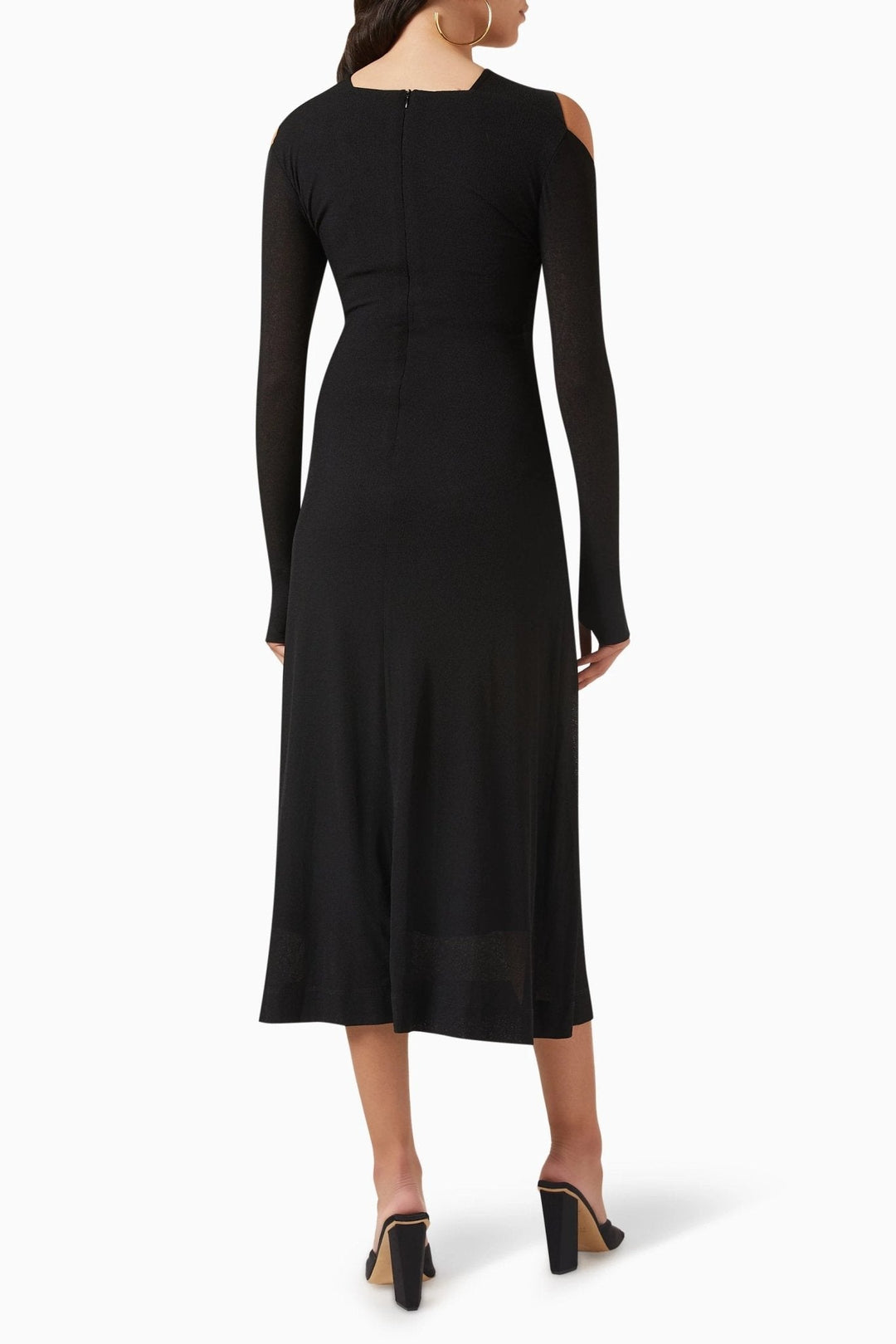 Nita Midi-Strickkleid mit Aussparungen und überkreuztem Oberteil