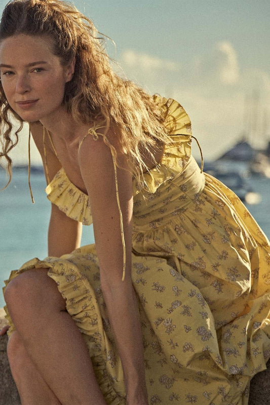 Novia – Bedrucktes Midi-Unterkleid mit Rüschenbesatz im modernen Stil