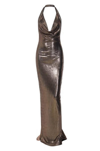 Ophelia Neckholder-Langes Kleid mit rückenfreiem Schnitt