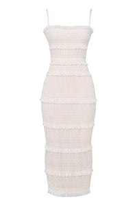 Orchid - Plissee-Langes Kleid mit Besatz