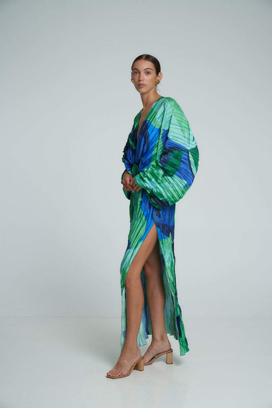 Pamela Bedrucktes, plissiertes Langes Kleid
