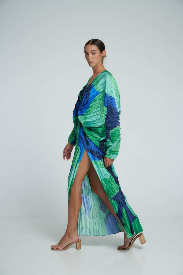 Pamela Bedrucktes, plissiertes Langes Kleid