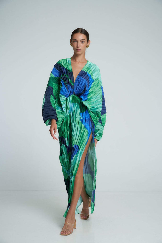 Pamela Bedrucktes, plissiertes Langes Kleid