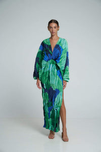Pamela Bedrucktes, plissiertes Langes Kleid