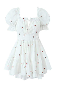 Rebecca – Bedrucktes Kurzes Kleid mit Puffärmeln
