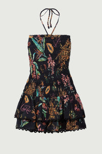 Rosa – Gerafftes Minikleid mit Muster