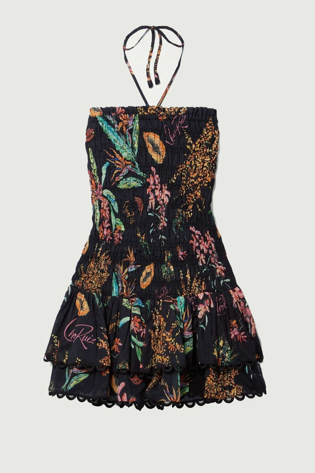 Rosa – Gerafftes Minikleid mit Muster