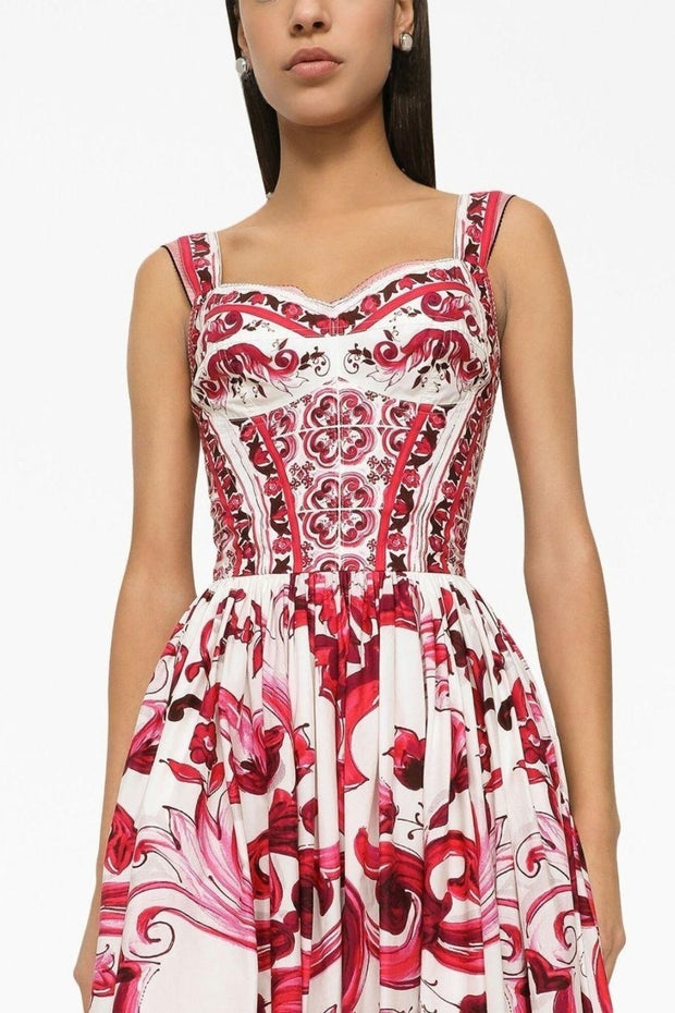 Sibyl – Bedrucktes Langes Kleid mit gerafften Trägern