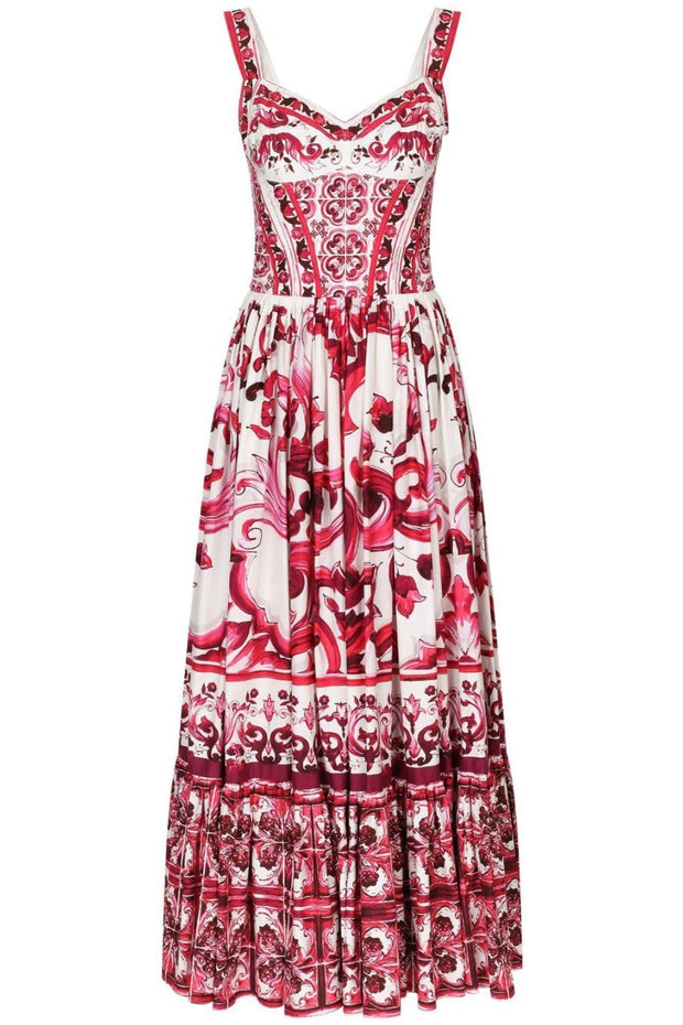 Sibyl – Bedrucktes Langes Kleid mit gerafften Trägern