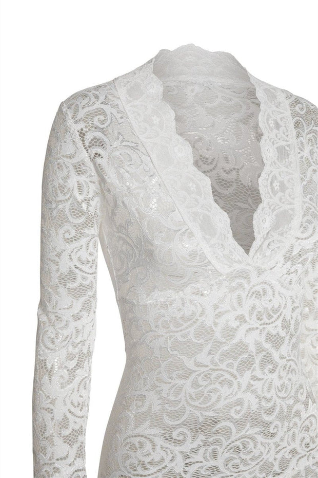 Virginia – Langes Kleid im Meerjungfrauen-Stil aus transparenter Spitze