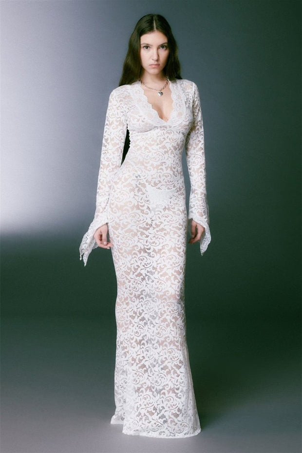 Virginia – Langes Kleid im Meerjungfrauen-Stil aus transparenter Spitze