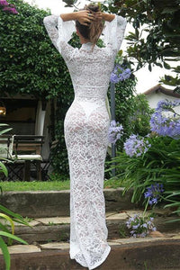 Virginia – Langes Kleid im Meerjungfrauen-Stil aus transparenter Spitze