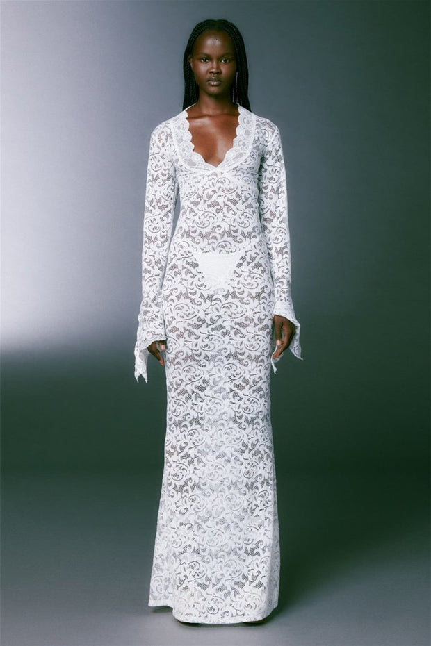 Virginia – Langes Kleid im Meerjungfrauen-Stil aus transparenter Spitze
